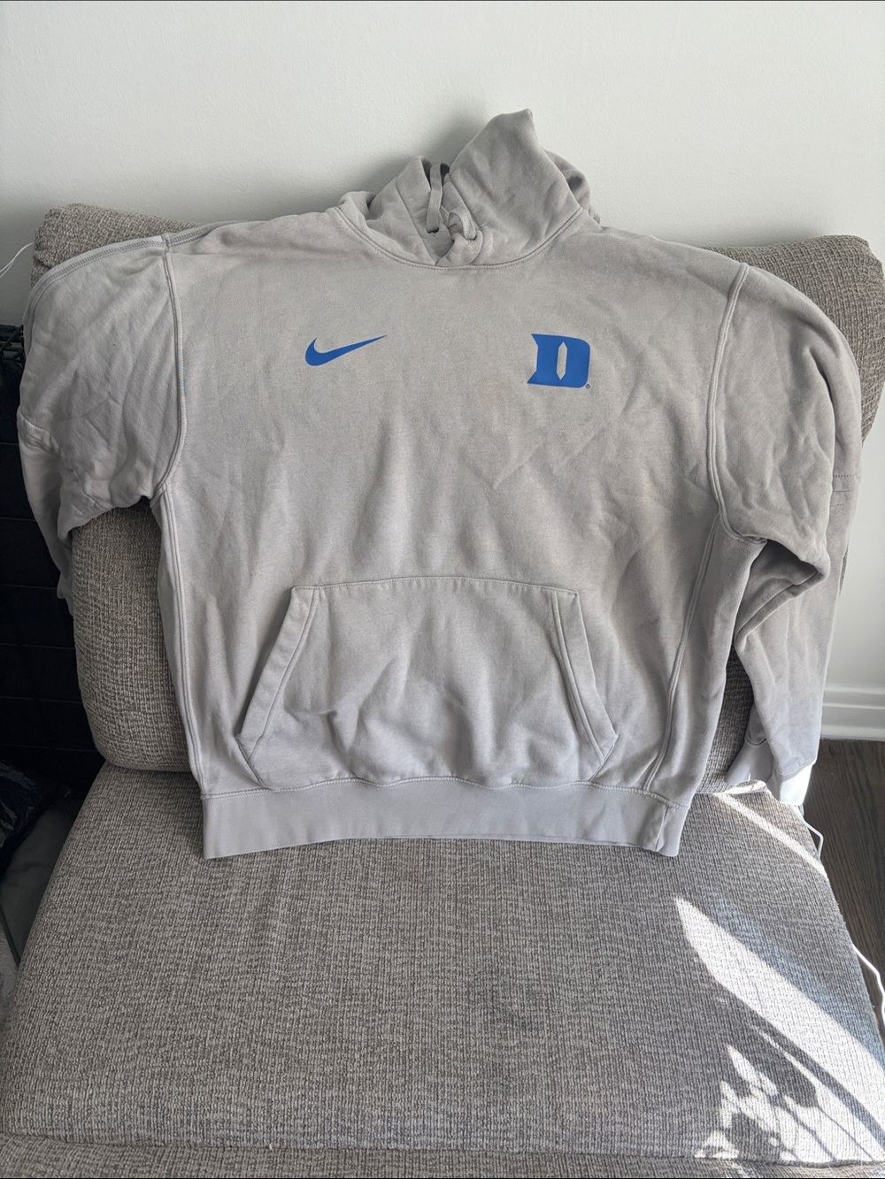 Nike Gray Crewneck Sweatshirt with Blue Logos